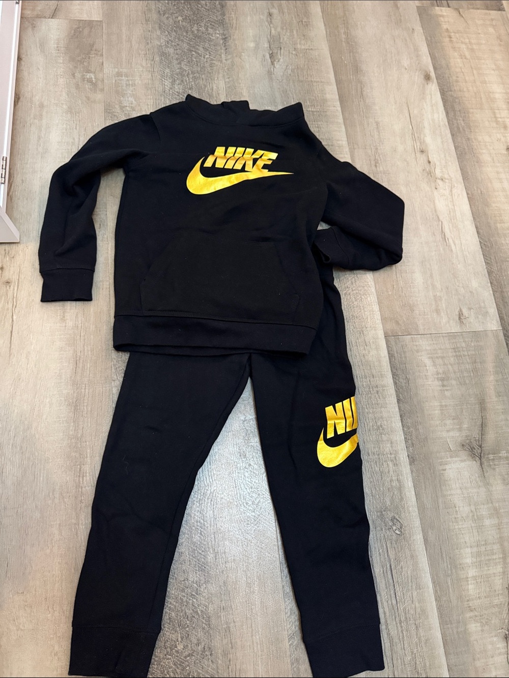 Nike Black Sweatshirt & Joggers with Yellow Logo